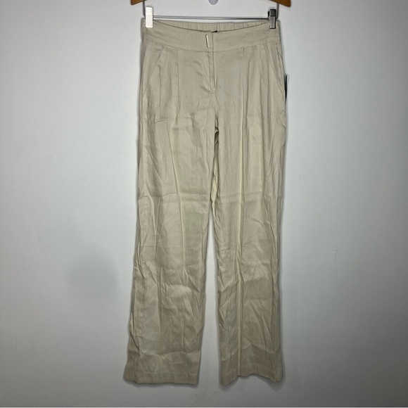 Apt. 9 slit hem long linen wide leg pants cream size 2 new with tags! - Picture 3 of 10